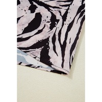 Black Abstract Print Open Back Boho Loose Maxi Sundress - L thumbnail