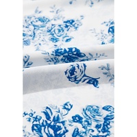 Sky Blue Floral Print Shirred Knot Shoulder Sleeveless Long Dress - S thumbnail