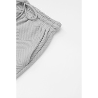 Gray Textured Loose Fit T Shirt and Drawstring Pants Set - L thumbnail