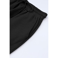 Black Textured Loose Fit T Shirt and Drawstring Pants Set - L thumbnail