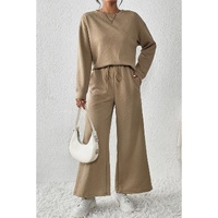 Khaki Ultra Loose Textured 2pcs Slouchy Outfit - S thumbnail