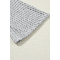 Light Grey Ribbed Knit V Neck Slouchy Two-piece Outfit - S thumbnail