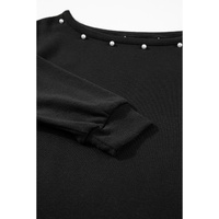 Black Beaded Decor Pullover and Jogger Pants Set - S thumbnail