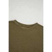 Jungle Green Ribbed Textured Knit Loose Fit Tee and Shorts Set - S thumbnail