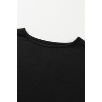 Black Solid Color T Shirt 2pcs Wide Leg Pants Set - M thumbnail