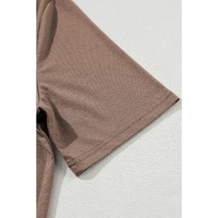 Smoke Gray Solid Color T Shirt 2pcs Wide Leg Pants Set - L thumbnail