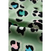 Green Leopard Print Short Sleeve Shirt and Wide Leg Pants Set - M thumbnail