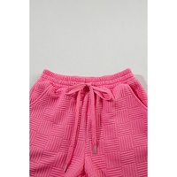 Bonbon Textured Ruffled Sleeve Tee and Drawstring Shorts Set - XL thumbnail