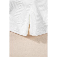 White Textured Cropped Hoodie and Shorts Set - L thumbnail