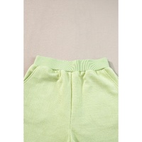Meadow Mist Green Textured Cropped Hoodie and Shorts Set - L thumbnail