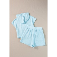 Beau Blue Textured Cropped Hoodie and Shorts Set - XL thumbnail