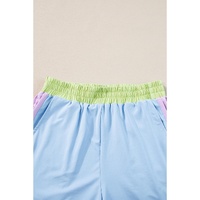 Blue Contrast Trim Cap Sleeve Tee Shorts Set - 2XL thumbnail