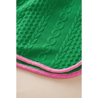 Green Contrast Trim Cable Textured Shorts Set - XL thumbnail