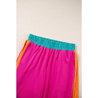 Strawberry Pink Color Block Detail Casual Two-piece Set - L thumbnail