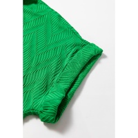 Bright Green Textured Short Sleeve Shirt and Shorts Set - L thumbnail