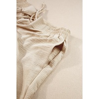 Beige Crinkled Elastic Hem Crop Tee and Wide Leg Pants Set - XL thumbnail