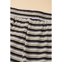 Black Stripe Rainbow Tee Tasseled String Wide Leg Pants Set - S thumbnail