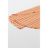 Yellow Stripe Rainbow Tee Tasseled String Wide Leg Pants Set - M thumbnail