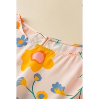 White Floral Cropped Tank and Frilly High Waist Shorts - L thumbnail