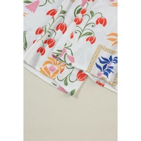 White Colorful Printed Square Neck Tank and Wide Leg Pants Set - XL thumbnail