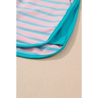 Pink Stripe Color Block Loose Fit Two Piece Shorts Set - XL thumbnail