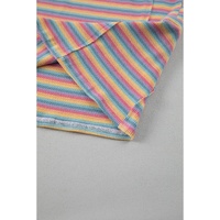 Pink Stripe Crew Neck Tee and Tasseled Drawstring Shorts Set - M thumbnail