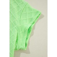 Light Green Checkered Textured Tee and Drawstring Shorts - S thumbnail