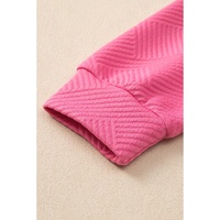 Bonbon Solid Textured Collared V Neck Top and Wide Leg Pants Set - S thumbnail