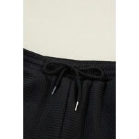 Black Ruffled Sleeve Summer Top and Cropped Loose Pants Set - S thumbnail
