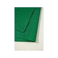 Dark Green Ruffled Sleeve Summer Top and Cropped Loose Pants Set - XL thumbnail