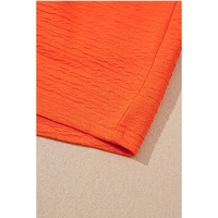 Orange Textured V Neck T Shirt and Shorts Set - XL thumbnail