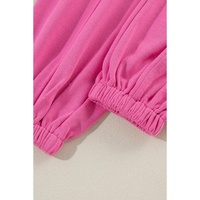 Bonbon Contrast Patchwork Pullover and Drawstring Joggers Set - M thumbnail