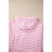 Pink Stripe Kangaroo Pocket Hoodie and Wide Leg Shorts Set - L thumbnail