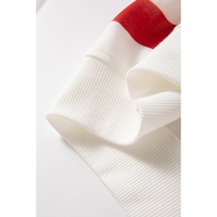 Red Stripe Drop Shoulder Pullover and Jogger Pants Set - L thumbnail