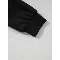 Black Solid Seamed Zipper Jacket and Drawstring Waist Pants Set - S thumbnail