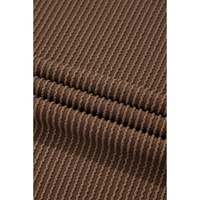 Chestnut Corded Knit Long Sleeve Top and High Waist Shorts Set - L thumbnail