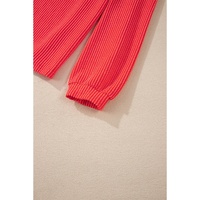 Casual Corded Knit Long Sleeve Top and High Waist Shorts Set - M thumbnail