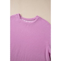Phalaenopsis Corded Knit Long Sleeve Top and High Waist Shorts Set - L thumbnail