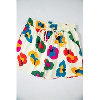 Apricot Multicolor Leopard Printed Long Sleeve Top Two Piece Shorts Set - XL thumbnail