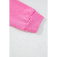 Sachet Pink High Low Patchwork Long Sleeve Top and Shorts Set - L thumbnail