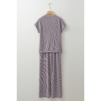 Wild Wind Solid Corded Knit Short Sleeve T Shirt and Wide Leg Pants Set - XL thumbnail