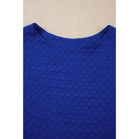 Sky Blue Jacquard Textured Buttoned Tee and Shorts Set - XL thumbnail