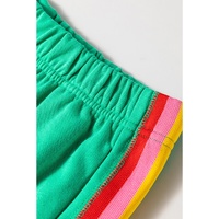 Sea Green Rainbow Colorblock Collared Short Sleeve Top 2 Piece Shorts Set - XL thumbnail