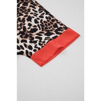 Brown Animal Print Color Contrast Edge Loose Fit Pants Set - XL thumbnail