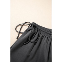 Dark Grey Drawstring Side Crewneck Tee and Loose Pants Set - M thumbnail