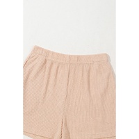 Light French Beige Cactus Forest Waffle Half Sleeve Tee Short Set - M thumbnail