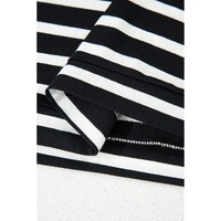 Black White Striped Short Sleeve Top and Shorts Set - L thumbnail