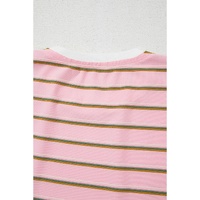 Pink Stripe Wide Short Sleeve Tee and Short Set - L thumbnail