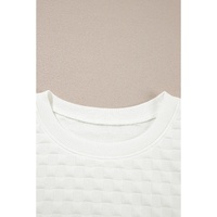 White Solid Color Checkered Texture Short 2pcs Outfit - S thumbnail