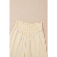 Beige Solid Color Tank Top and Smocked Waist Pants Set - L thumbnail